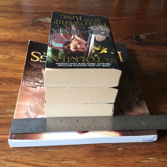 JRR Tolkien Lord of the Rings Trilogy Books Set of 3 + Weapons and Warfare - Picture 8 of 16